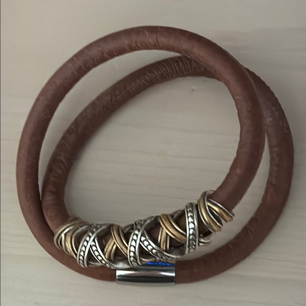 Brighton Brown and Silver Necklace/bracelet with Leather and Beads - Picture 7 of 10